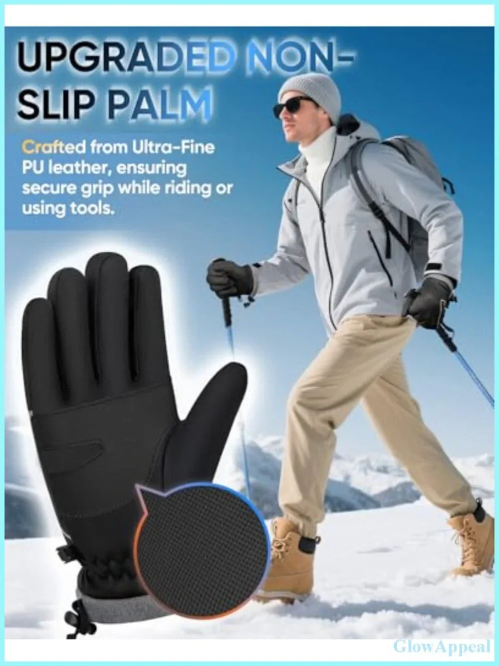Winter Gloves for Women Men, Waterproof Windproof Touch Screen, Fleece Lined
